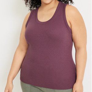 Plus Size Ribbed Scoop Neck Tank Top Plum Ombre